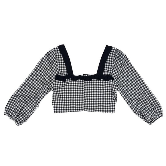 BCBGeneration Gingham Cropped Top Black White Size Medium - NWT - Picture 3 of 7